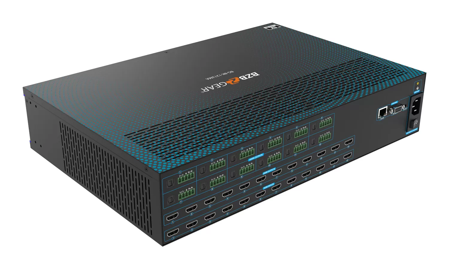 BG-8K-1212MA | 12x12 8K UHD HDMI 2.1 Matrix Switcher with Audio De-embedder (8K60, 4K120 4:4:4 10bit VRR, FVA, ALLM support) BG-8K-1212MA | 12x12 8K UHD HDMI 2.1 Matrix Switcher with Audio De-embedder (8K60, 4K120 4:4:4 10bit VRR, FVA, ALLM support)