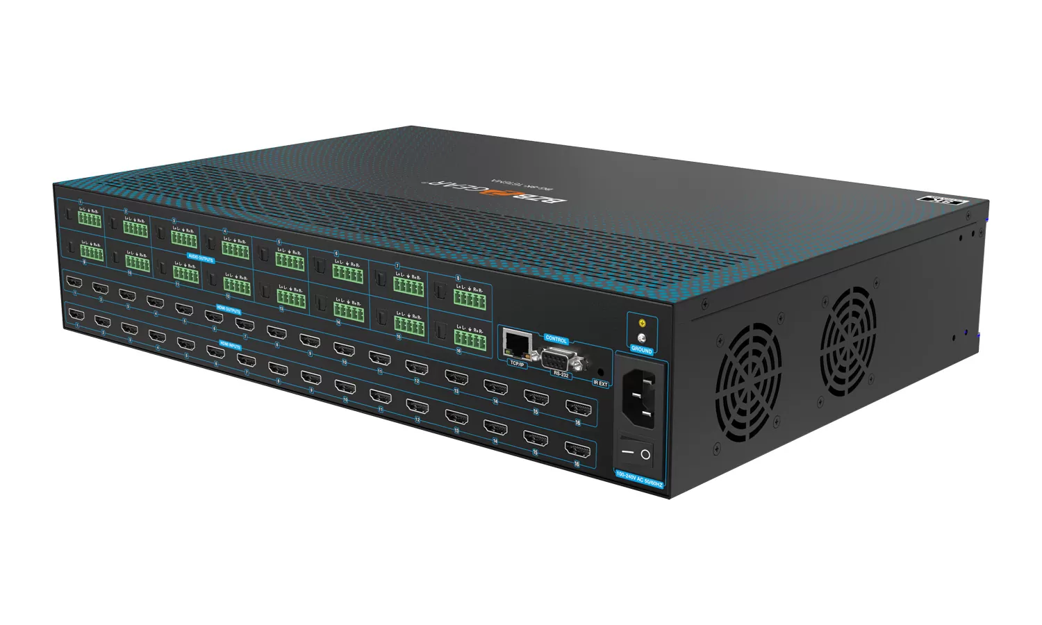 BG-8K-1616MA | 16x16 8K UHD HDMI 2.1 Matrix Switcher with Auto Downscalling/Audio De-embedder (8K60/4K120 4:4:4 and VRR/FVA/ALLM Support) BG-8K-1616MA | 16x16 8K UHD HDMI 2.1 Matrix Switcher with Auto Downscalling/Audio De-embedder (8K60/4K120 4:4:4 and VRR/FVA/ALLM Support)