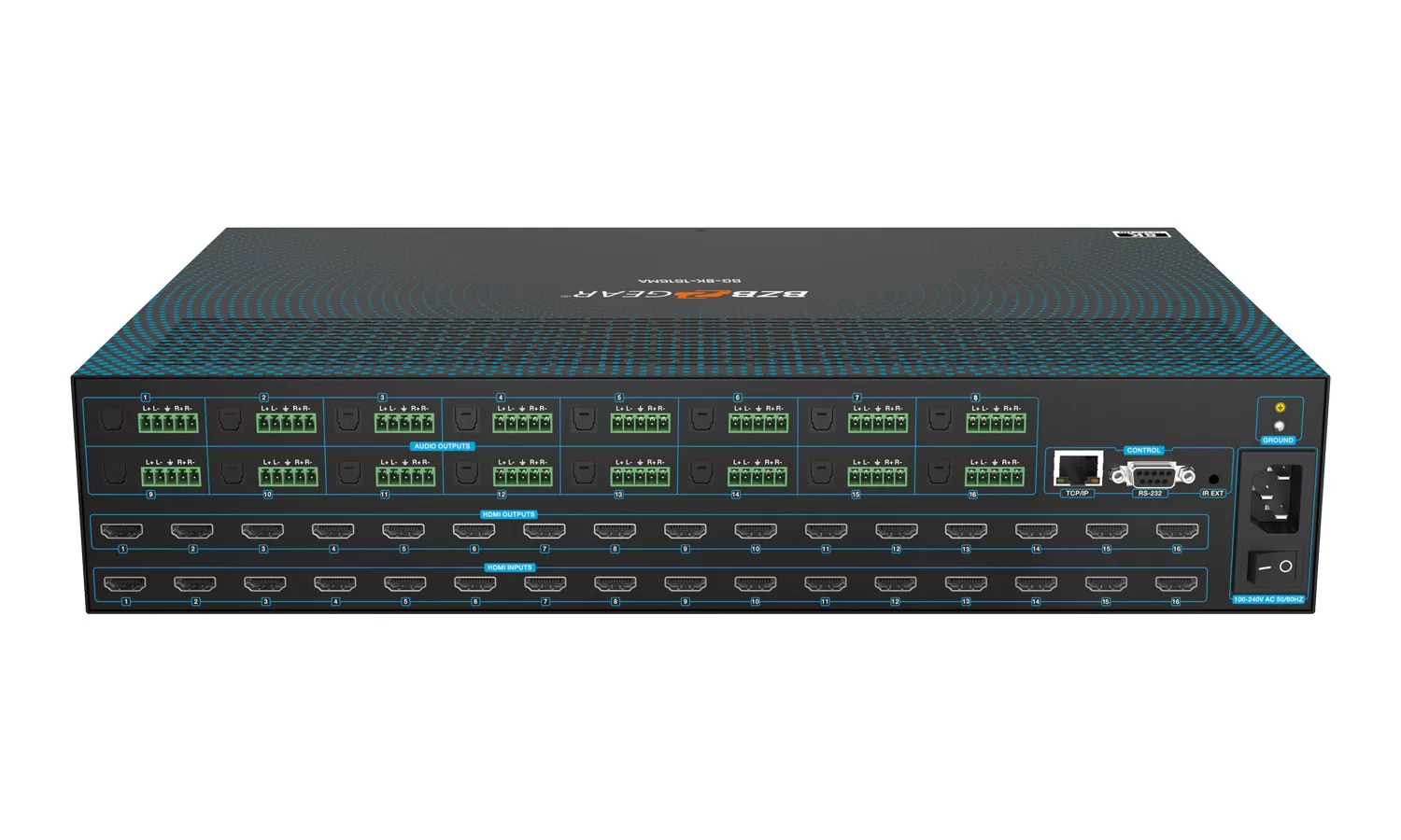 BG-8K-1616MA | 16x16 8K UHD HDMI 2.1 Matrix Switcher with Auto Downscalling/Audio De-embedder (8K60/4K120 4:4:4 and VRR/FVA/ALLM Support) BG-8K-1616MA | 16x16 8K UHD HDMI 2.1 Matrix Switcher with Auto Downscalling/Audio De-embedder (8K60/4K120 4:4:4 and VRR/FVA/ALLM Support)