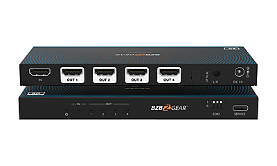 BG-8K-DA14A-G2 | 1x4 8K UHD HDMI 2.1 48Gbps Splitter with Auto Downscalling/Audio De-embedder