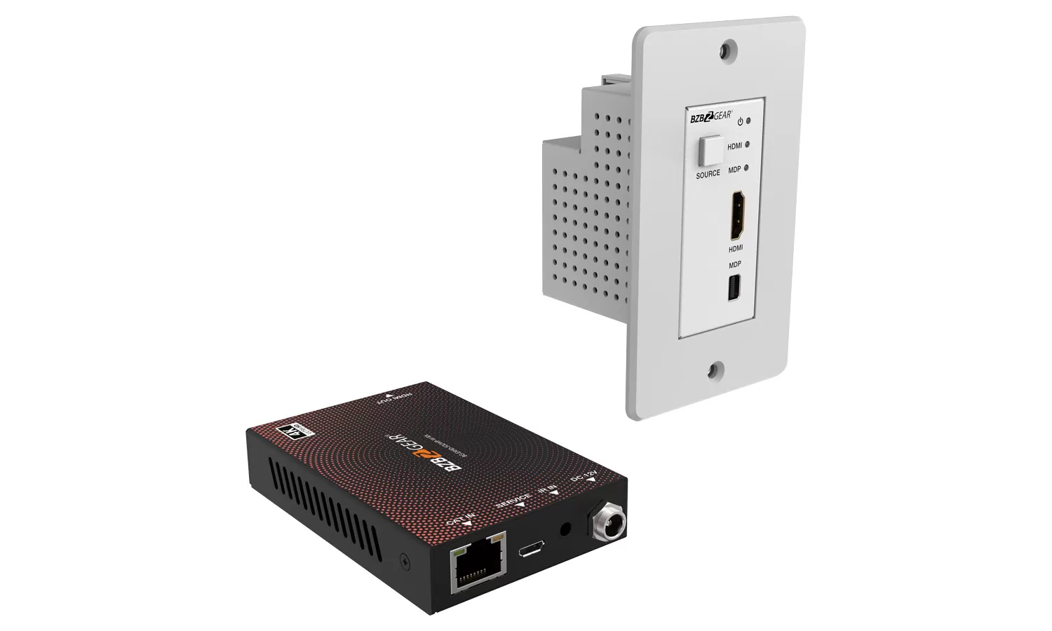 BG-EXHD-50UWP-W |  4K UHD 18Gbps HDMI/MDP Wall Plate Transmitter/Receiver Kit up to 164ft