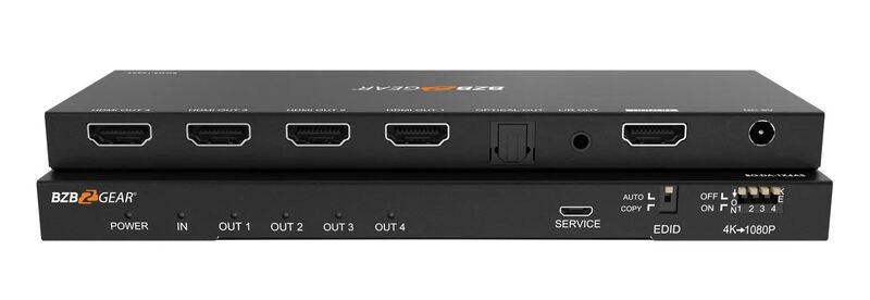 1x4 4K UHD HDMI Splitter with Down-Scaler w/Digital and Analog Audio Output | BG-DA-1X4AS